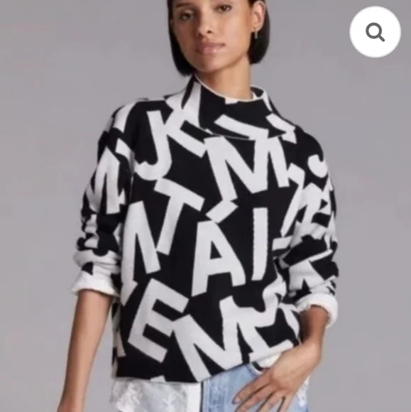 Anthropologie Black and White JeTaime Sweater - Picture 2 of 11